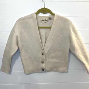 Vintage Allison Smith Lambswool Angora Rabbit Hair Cream Cardigan Cropped XXS-XS